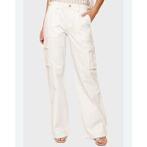 Anthropologie sanctuary REISSUE Cargo Pants MEDIUM White Cotton Belt CP0921BR6